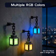 Pixel Lantern Night Light - 16 Color LED Wall Atmosphere Night Light With Remote Control - Rechargeable Night Light With Built-In 500mAh Battery, Desktop Lamp, Costume Cosplay Bedside Lamp For Room Decoration - Multicolor - View 4