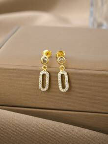 Collar de oro de 18k, pulsera de oro, anillo de oro, pendientes de circonita de cobre texturizados versátiles, adecuados para citas, reuniones, regalos y uso diario - Dorado - Ver 5