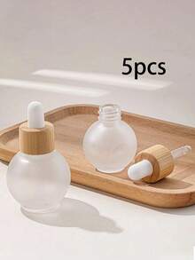 1pc 30ML Frosted Dropper Bottle With Bamboo Lid, Leak-Proof Refillable Container, Suitable For Essential Oils, Perfume, Serum, Cosmetic Liquid And Travel, Spray Bottle, Mini Perfume, Travel Bottles - Multicolor - View 2