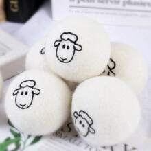 1/3/6pcs Natural Wool Dryer Balls, Reduce Static, Soften Clothes, Fabric Care, Sheep Pattern, Home Essential, Ball Pit, Laundry, Facial Cotton Balls, Cotton Balls - Standard Model - View 4