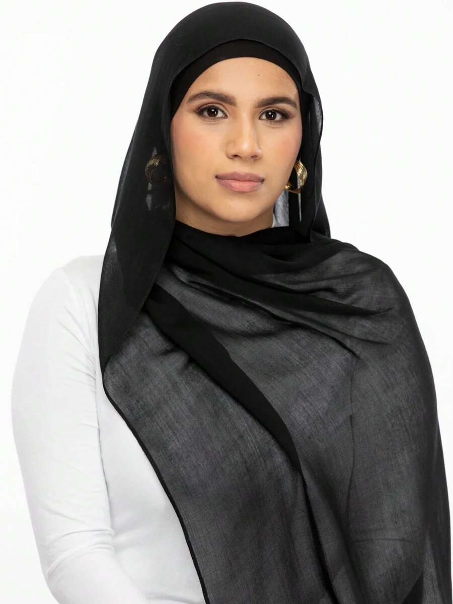 2pcs/Set Hijab Cap & Syal Chiffon Ringan, Aksesoris Abaya untuk Pakaian Berkerudung Sehari-hari Wanita