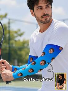 1 Pair Customized Sports Ice Sleeves, Customized Outdoor Cycling Ice Sleeves, Tattoo Cover/Sun Protection/Cooling Compression Sleeves, Suitable For Cycling, Basketball, Golf, Football And Other Sports, Suitable For Men, Women And Teenagers, Also Can Be Used As Halloween And Christmas Costume Accessories - Multicolor - View 1