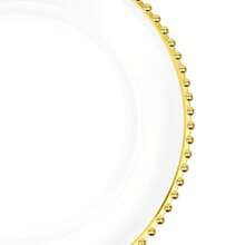 Clear Charger Plates, 25 Pack 12.6 Inch Round Shape Table Charger Plates Set Reusable Dinner Serving Tray Modern Table Setting Decoration For Holiday Wedding Party - Clear and Gold - 查看 7