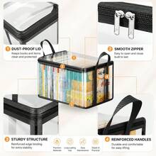 2pcs Large Clear Plastic Storage Box With Lid, Stackable Organizer Bin For Home & Office, Heavy Duty Container For Clothes, Books, Snacks - 2PCS - View 4
