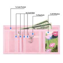Glitter Wallet, Gradient Colorful Card Holder, Girls Teenager Tri-Fold Bag, Multiple Inner Pockets - With Hook Design, Perfect Gift Choice, Pink Tone - Multicolor - View 2