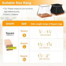 24 Pack Square Chair Leg Floor Protectors For Hardwood Floors, Silicone Felt Covers Pads Caps, Protect Wood Furniture Feet Floors Noise Reduce And Scratch Square Large - Clear24pack - View 2