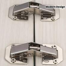 2pcs Stainless Steel Concealed Cabinet Hinges, 90° Spring Buffered, Surface Mount No Drilling With Screws, Quiet Soft Close Design, Suitable For Frameless Doors, Durable Metal Texture, Easy Assembly - Multicolor - View 1