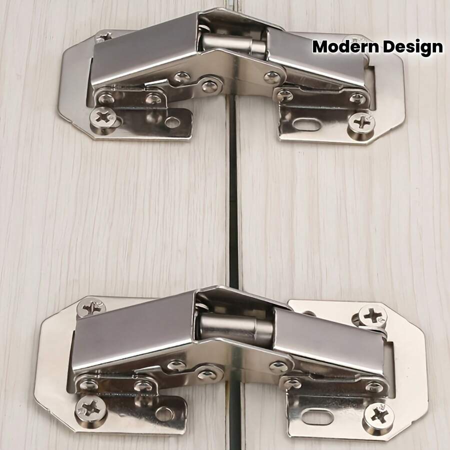 2pcs Stainless Steel Concealed Cabinet Hinges, 90° Spring Buffered, Surface Mount No Drilling With Screws, Quiet Soft Close Design, Suitable For Frameless Doors, Durable Metal Texture, Easy Assembly - Multicolor - View 1