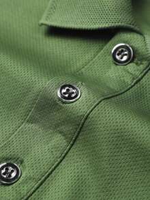 Men's Sports Long Sleeve Polo Shirt T-Shirt Suitable For Daily Wear, Commuting And Work - Army Green - View 8