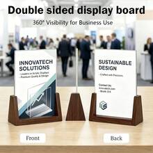 2pcs Acrylic Transparent Display Stand, Solid Wood U-Shaped Base Sign Holder, Horizontal And Vertical Detachable Slide-Out, Suitable For Pictures, Certificates, Various Displays, Promotional, Restaurant Menu, Documents, Photo Memorial, Office Or Desktop Display Stand, Home Decor, Certificate Display, Party Display - Multiple Specifications - View 4