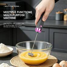 1pc Handheld Mini Electric Milk Frother, Stainless Steel USB Rechargeable, 3 Speed Settings, Portable Coffee Cappuccino Cream Mixer, Kitchen Accessory Egg Beater, Egg White Frother - Multicolor - View 2