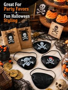 1 peça/6 peças Tapa-olho de Pirata de Halloween, 6 Estilos, Acessório de Fantasia de Caveira e Ossos Cruzados, Presente de Festa de Interpretação de Papéis, Adereço de Fantasia de Baile de Máscaras, Tema de Pirata Gótico Vintage, Suprimentos de Festa de Halloween, Acessório de Cabine de Fotos de Festival de Carnaval (Estilo Aleatório Enviado) - máscara de brinquedo de pirata de Halloween - Visão 2