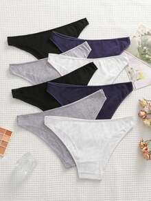 8pcs Basic Pure Cotton Women's Panties, Soft Solid Color, Sports Style, Suitable For All Seasons - Multicolor - View 4