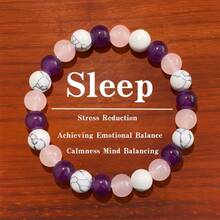 8mm Amethyst, White Turquoise, Rose Quartz Multi-Gemstone Bracelet, Calming And Soothing For Mind And Emotions, Perfect Gift For Birthdays, Holidays, Anniversaries, Exquisite Niche Gift For Friends And Family - Multicolor - View 4