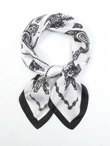 1pc Faux Silk Printed Square Scarf Headwrap Hairband Fashionable Multi-Functional Small Neck Scarf Suitable For Daily Use - Multicolor - View 1