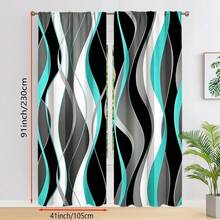 2pcs/Set Multi-Color Modern Abstract Line Design Curtains - Rod Pocket Design, Privacy Protection, Easy Installation, Suitable For Bedroom, Living Room, Bathroom And Other Daily Decor, Machine Washable, Digital Print, 100% Polyester Material, Good Light Transmission, Decorative Sheer Curtains, 90g/Sqm - Multicolor - View 13