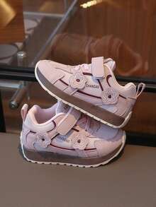 Girls' Spring Mesh Patchwork Athletic Shoes With 3D Floral Design, Hook And Loop Closure, Soft Sole, Anti-Slip, Casual Jogging Sneakers - Pink - View 5