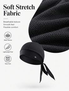 1pc Unisex Skull Cap, Breathable Mesh Sweat-Absorbing Tie-Up Sports Headband, Suitable For Running, Cycling, Fitness And Daily Wear, Cooling Headwrap - A - View 7