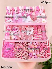465pcs/Set Pink Butterfly & Flower Hair Accessories Set, Cute Hair Clips - Suitable For Girls And Women, Perfect For Dates, Parties, Back To School And Daily Wear - Multicolor - View 10