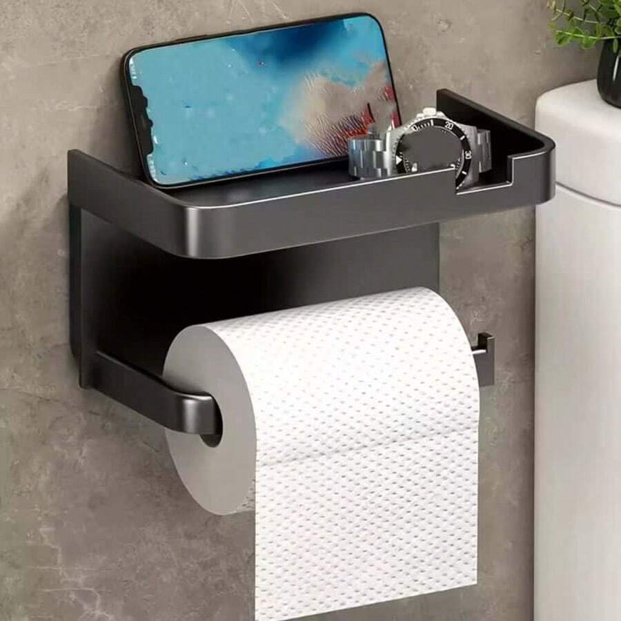Self-Adhesive Wall-Mounted Toilet Paper Holder, Bathroom Toilet Paper Holder, Perfect For Bathroom, Kitchen, Restroom, RV, Dorm And Hotel. Add A Touch Of Style To Your Bathroom Decor. - Multicolor - View 1