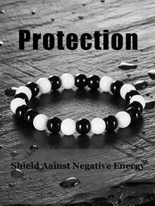 8mm Hematite & Obsidian Powerful Protection Bracelet, Grounding, Absorbing Negative Energy, Suitable For Men & Women, Yoga Accessory, Gift & Birthday Present - Black - View 9