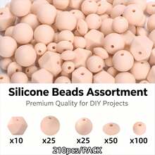 210pcs/Set Macaron Silicone Beads Mix Set Focal Spacer Beads DIY Jewelry Craft Accessories For Necklace Bracelet Keychain ID Lanyard Beading Supplies - Mixed Set a - View 14