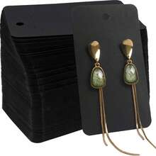 50 piezas Tarjetas de papel kraft para aretes 6*9cm Tarjetas para collares Tarjetas para joyas Tarjetas para aretes Tarjetas para collares y aretes de botón - Negro - Ver 8