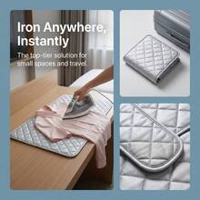 1PC-Silver Coated Fabric Foldable Ironing Pad, Round Corner Heat-Resistant Ironing Board, Portable Non-Slip Ironing Mat, Flat Ironing, Suitable For Home, Travel, Ideal Holiday Gift - Silver-coated Plaid Fabric - View 8