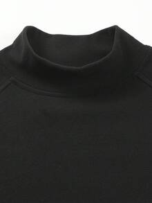 Men's Thermal Base Layer, High Neck T-Shirt, Long Sleeve Pullover, Suitable For Inner Layer Warmth, Street Fashion Top. Gift For Boyfriend, Husband - Black - View 8