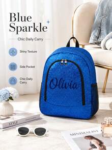 (Custom Embroidery) Fashionable Large Capacity Student Backpack, Nylon Zipper Closure Design, Front Pocket, Versatile Backpack For Middle School And College Students, Outdoor Travel And Commute Bag, Suitable For Daily Use And As A Gift For Family - Multicolor - View 7