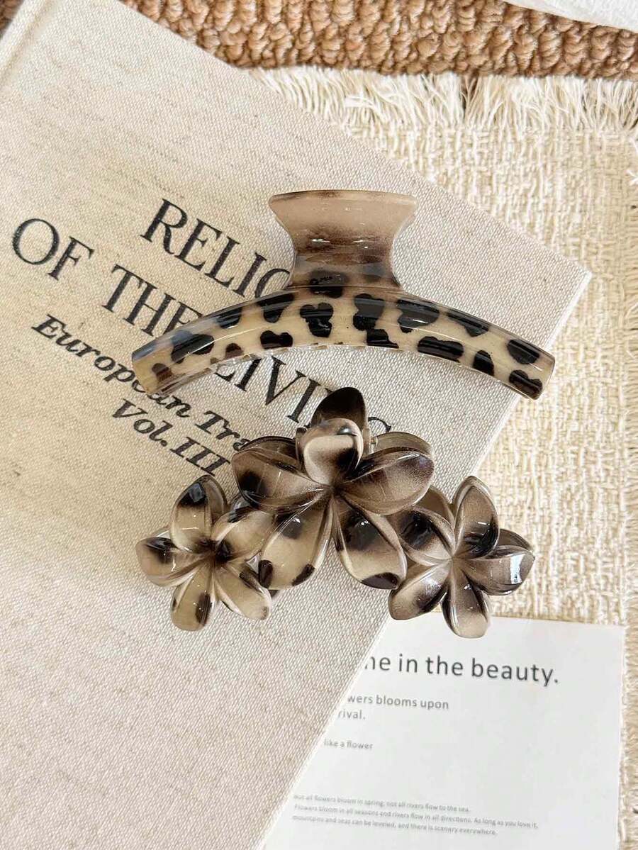 2 piezas/1 pieza Pinzas para el cabello con patrón de caparazón de tortuga para mujer, conjunto de pinzas para el cabello de material plástico ligero con formas rectas y de flor exquisitas, pinzas para el cabello de unicolor elegantes minimalistas versátiles y de moda, adecuadas para uso diario, casual, fiesta, playa, coleta, moño, lavado de cara, maquillaje, accesorios de ropa, pinzas para el cabello de playa de verano, temporada de regreso a la escuela - Multicolor - Ver 1