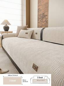 1PC Chenille Fabric, Non-Slip Bottom Design, Solid Color Sofa Cushion Cover, Pet-Friendly Sofa Cushion, Living Room Sofa Back Cushion, Armrest Cushion, Pillowcase, Modern Minimalist Style, Suitable For Bedroom, Study, Living Room And Other Home Decor - Beige - View 13