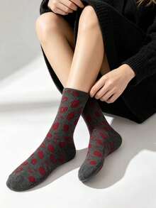 1/5/8 Pairs Women's Leopard Print Fashion Casual Mid-Calf Socks, Breathable And Comfortable, Suitable For Daily Wear And Outings, All-Season Vintage Leopard Print Mid-Calf Socks For Women, Versatile Slouch Socks For Autumn/Winter - Multicolor - View 3