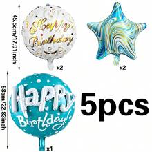 5pcs Creative 3D Happy Birthday Letter & Star Balloon Set, Birthday Party Foil Balloons - Balloon - View 8