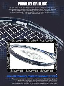 SALYWEE UNI360 Premium Professional Tennis Racket, T800 Full Carbon Fibre, Ultra-Light 280±10g Strung, 105in² 16x19, 52-62lbs, 340mm Balance, Power & Control, Navy Blue Spray Paint, Stable Racket, Suitable For Pro Player, Best Gift For Boyfriend & Girlfriend - Multicolor - View 9