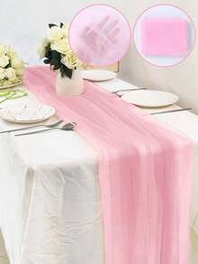 2pcs-Pink Tulle Backdrop Curtains For Party Wedding Chiffon Sheer Backdrop Curtains For Shower Birthday Photo Booth Background Decor - Pink - View 6