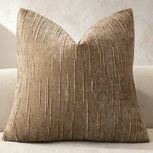 Textured Plaid Decorative Throw Pillow Cover, Neutral Beige Square Cushion Case, Soft Woven Pillowcase, Suitable For Sofa, Bed, Living Room And Bedroom Decor, 18x18 Inches - Coffee Brown - View 11