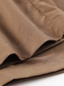 1pc Boys' American Outdoor Style Multi-Pocket Drawstring Wide Leg Loose Casual Long Pants - Brown - View 5