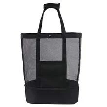 Large Capacity Multi-Function Beach Mesh Bag, Double Layer Outdoor Portable Tote Bag With Shoulder Strap, Suitable For Insulated Lunch, Picnic And Beach Storage Travel Bag - Multicolor - View 9