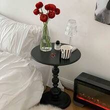 Vintage Matte Metal Round Pedestal Side Table Multi-Use Small Accent End Table & Nightstand - Black - View 7