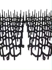 6pcs Cat Scat Mat - Plastic Anti-Cat Spikes With Barbed Wire Design, Suitable For Cats, Indoor/Outdoor Use, Black, Pet Product | Modular Spike Strips | Easy To Install Spikes - one-size - View 2