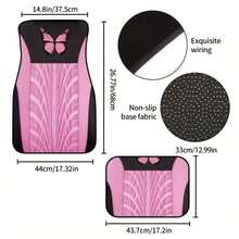 4pcs Pink Butterfly Print Car Floor Mats, 2D Flat Texture Non-Slip Material, Durable, Precise Edging, Suitable For Multiple Car Models, Special Gift For Your Partner - A - View 5