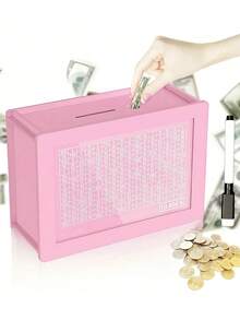 10,000 Savings Challenge Box With Goal And Number Counter, Wooden Money Box, Suitable For Fun Budgeting Challenge, Home And Home Office Use - Multicolor - View 5