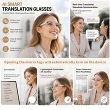 SENBONO Multifunctional Smart Glasses, Translation Glasses, Supports Multi-Language APP Translation, New Unisex Multifunctional Audio Glasses, Built-In Microphone And Speaker, High-Definition Calls And Music Playback, Suitable For Travel And Leisure - View 5