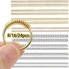 KLONKEE 8/16/24pcs Ring Size Adjuster Spiral Wire Set, 4 Different Sizes Gold And Transparent Ring Adjusters, Suitable For Various Types Of Loose Rings, Cuttable Invisible Coil Spiral Ring Tightener, Unisex - Mix - View 1