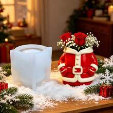 SUPWANPENG Santa Claus Clothes, Christmas Dress Pocket, Top Half Body Flower Pot Silicone Mold, Christmas Red Clothes Green Plant Cement Flower Pot DIY Resin Storage Mold, Easy Demolding And Reusable, Suitable For DIY Resin, Plaster, Clay, Concrete, Cement Crafts Silicone Mold, Easy Demolding, Suitable For Various Holiday Gifts And Home Decor. - A - View 6