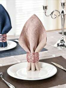 6pcs Rose Gold Metal Wire Woven Napkin Rings, Hollow Asymmetrical Twisted Metal Napkin Buckles, Suitable For Party Holiday Table Decor - View 7