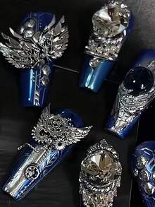 Baroque Gear Clock Mechanical Wing Steampunk Style 3D Nail Art Accessories Silicone Nail Mold - Clear - View 6
