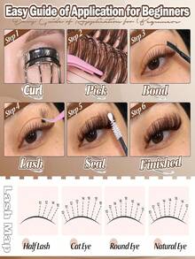 108 Clusters LU Curl Brown Fluffy Dense Makeup-Look Eyelash Clusters, 10-16mm LUD Curl Manga Wispy False Eyelash Extensions - C - View 4