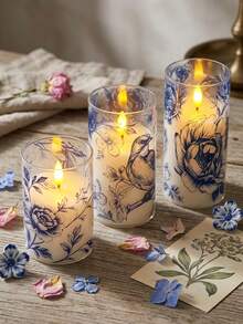 3pcs Flameless Candle Lights With Timer Remote Control, Battery Operated Realistic Candle Flame, Suitable For Wedding, Valentine's Day, Christmas, Halloween, Mother's Day, Proposal, Birthday, Party - Transparent-warm Light - View 4